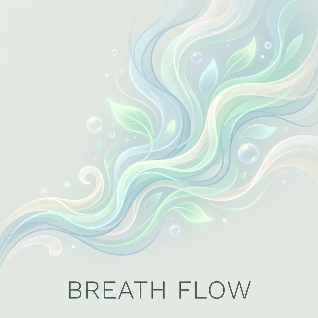 Gentle, sweeping lines of wind or air flow synchronized with breath.