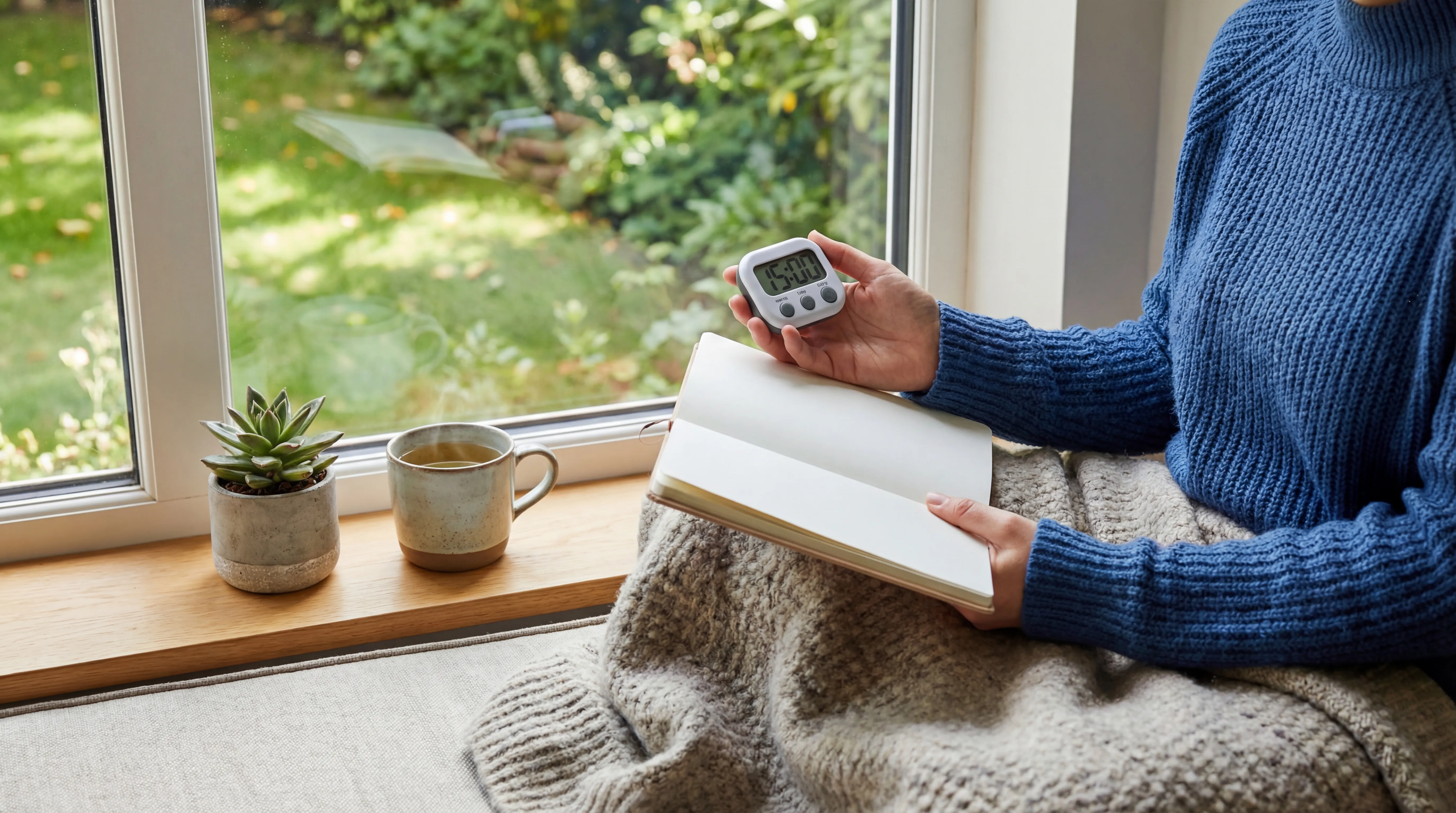 A calm workspace or journal setting, representing structured time for thinking.